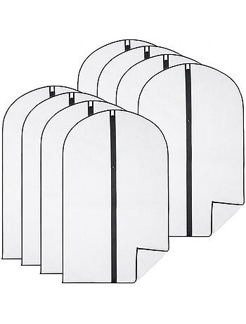 Lot de 8 housses pour vêtements à suspendre avec zip - 60 x 120 cm- Vivezen