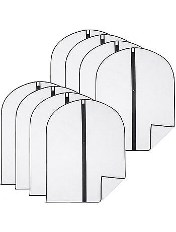 Lot de 8 housses pour vêtements à suspendre avec zip - 60 x 80 cm - Vivezen