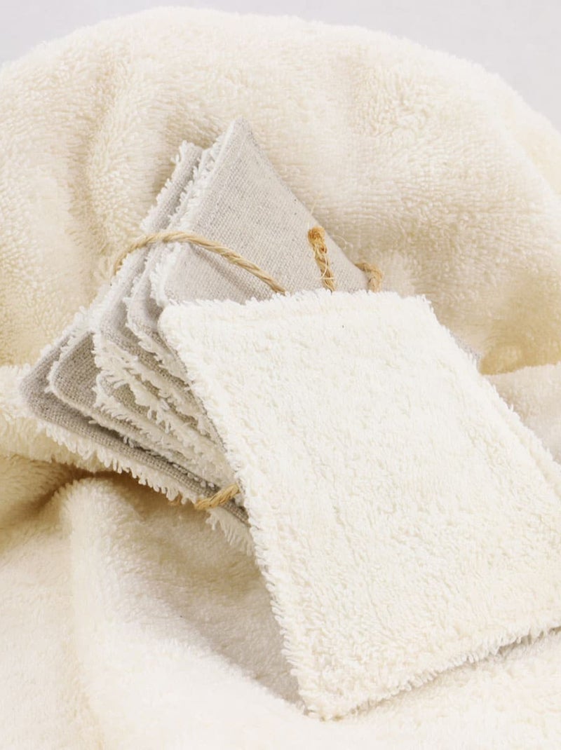 Lot de 8 lingettes lavables en coton et lin LINELLE Beige - Kiabi