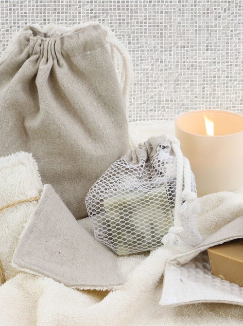 Lot de 8 lingettes lavables en coton et lin LINELLE - Kiabi