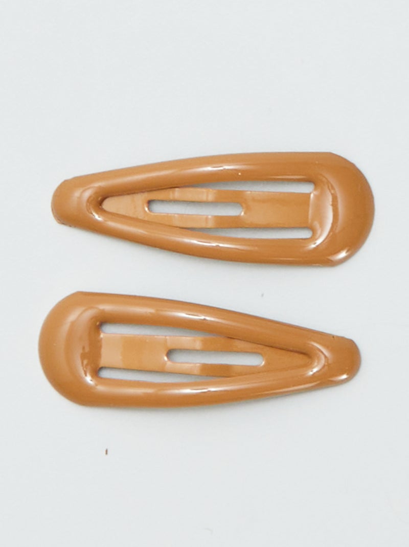 Lot de 8 mini pinces clic clac Marron - Kiabi