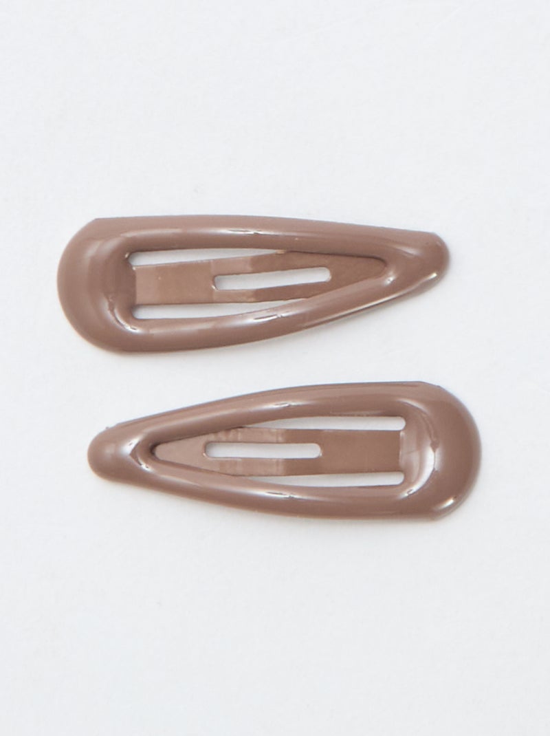 Lot de 8 mini pinces clic clac Marron - Kiabi