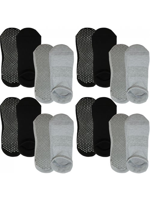 Lot de 8 paires de chaussettes antidérapantes, maison, sport, yoga, pilates - Vivezen - Kiabi