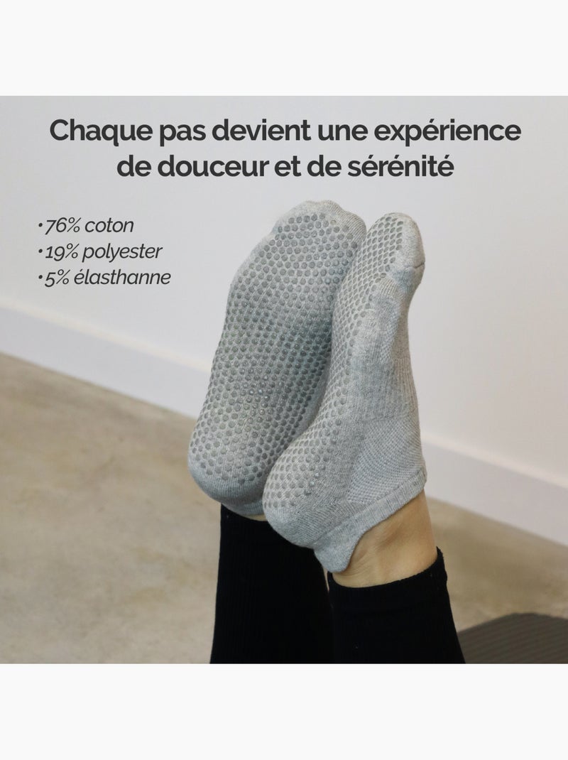 Lot de 8 paires de chaussettes antidérapantes, maison, sport, yoga, pilates - Vivezen Multicolore - Kiabi