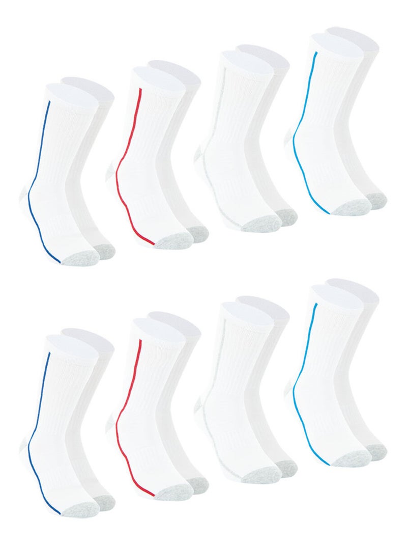 Lot de 8 paires de chaussettes de sport mi-hautes Athena Blanc - Kiabi