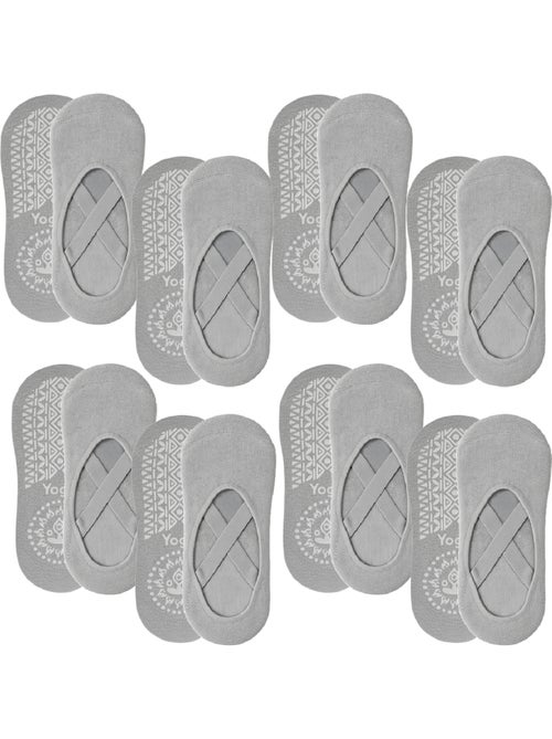 Lot de 8 paires de chaussettes élastiques et antidérapantes pour yoga, pilates - Vivezen - Kiabi