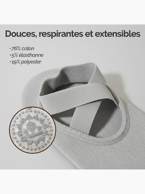 Lot de 8 paires de chaussettes élastiques et antidérapantes pour yoga, pilates - Vivezen - Kiabi