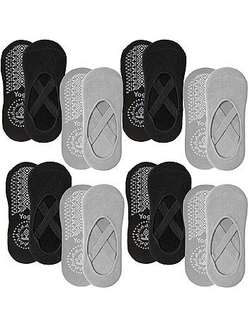 Lot de 8 paires de chaussettes élastiques et antidérapantes pour yoga, pilates - Vivezen