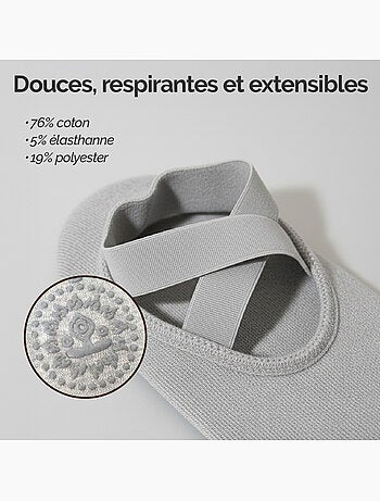Lot de 8 paires de chaussettes élastiques et antidérapantes pour yoga, pilates - Vivezen