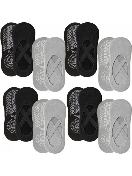 Lot de 8 paires de chaussettes élastiques et antidérapantes pour yoga, pilates - Vivezen - Kiabi