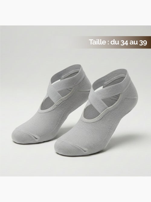 Lot de 8 paires de chaussettes élastiques et antidérapantes pour yoga, pilates - Vivezen - Kiabi