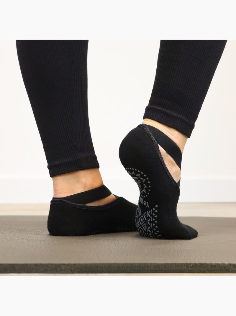 Lot de 8 paires de chaussettes élastiques et antidérapantes pour yoga, pilates - Vivezen Noir - Kiabi
