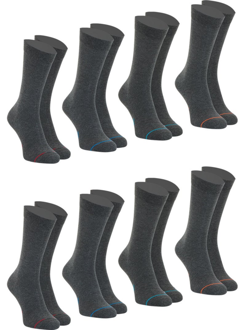 Lot de 8 paires de chaussettes mi-hautes homme Ecopack Athena Beige chiné - Kiabi