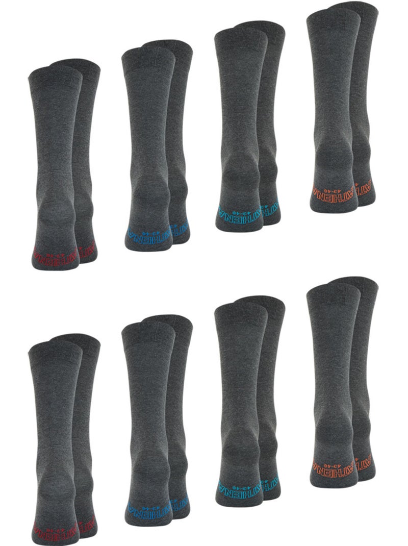 Lot de 8 paires de chaussettes mi-hautes homme Ecopack Athena Beige chiné - Kiabi