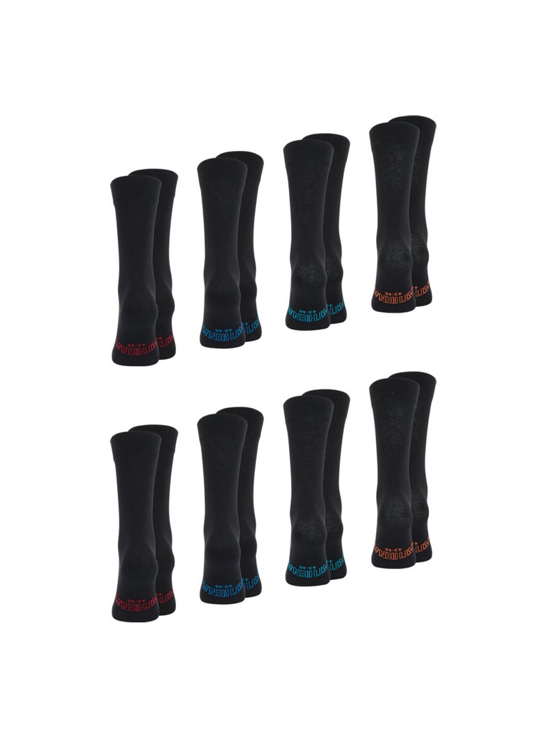 Lot de 8 paires de chaussettes mi-hautes homme Ecopack Athena Noir Noir Noir - Kiabi