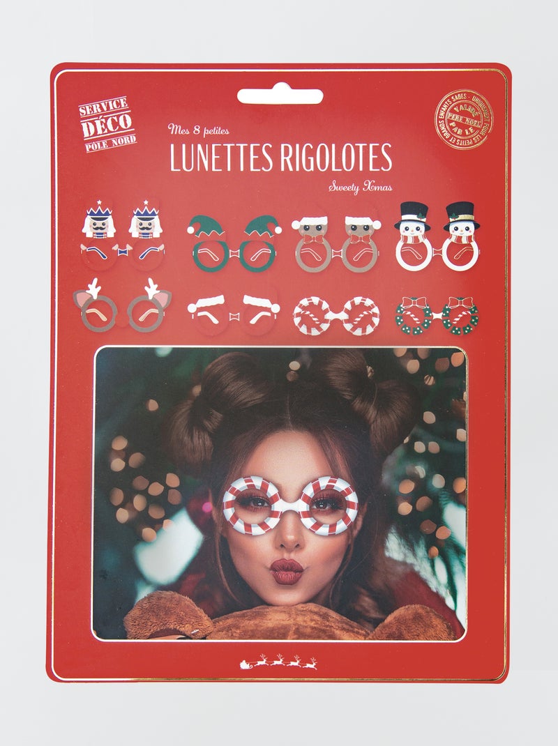 Lot de 8 paires de lunettes en papier festives Rouge - Kiabi