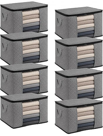 Lot de 8 sacs de rangement pliable pour vêtements, linge de maison avec poignées - vivezen