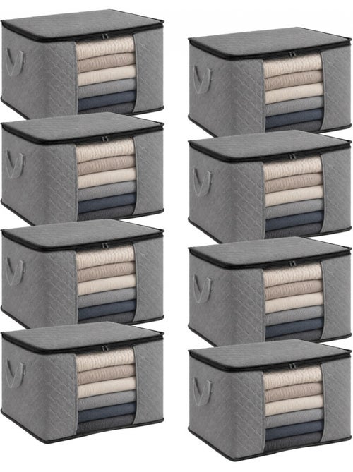Lot de 8 sacs de rangement pliable pour vêtements, linge de maison avec poignées - vivezen - Kiabi Lot de 8 sacs de rangement pliable pour vêtements, linge de maison avec poignées - vivezen - Kiabi
