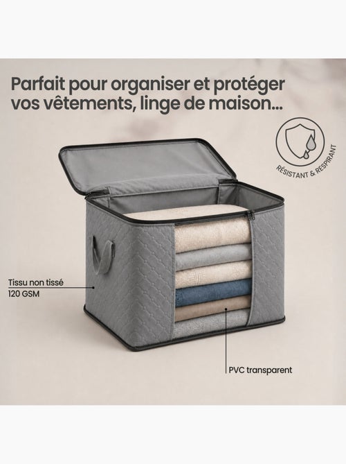 Lot de 8 sacs de rangement pliable pour vêtements, linge de maison avec poignées - vivezen - Kiabi Lot de 8 sacs de rangement pliable pour vêtements, linge de maison avec poignées - vivezen - Kiabi