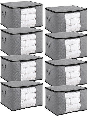 Lot de 8 sacs de rangement pliable pour vêtements, linge de maison avec poignées - vivezen