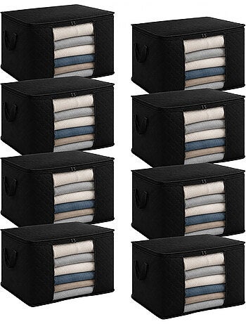 Lot de 8 sacs de rangement pliable pour vêtements, linge de maison avec poignées - vivezen
