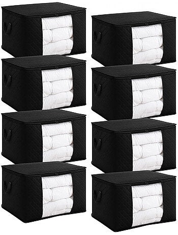 Lot de 8 sacs de rangement pliable pour vêtements, linge de maison avec poignées - vivezen