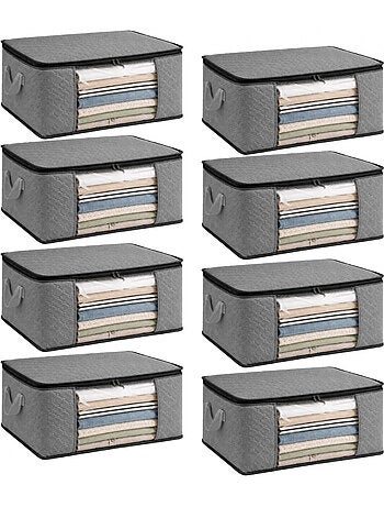 Lot de 8 sacs de rangement pliables pour vêtements, linge de maison avec poignées - vivezen