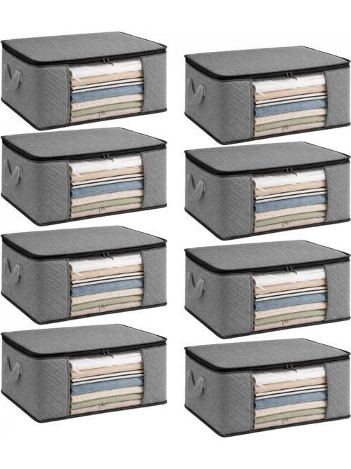 Lot de 8 sacs de rangement pliables pour vêtements, linge de maison avec poignées - vivezen - Kiabi Lot de 8 sacs de rangement pliables pour vêtements, linge de maison avec poignées - vivezen - Kiabi