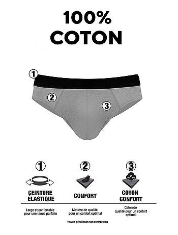 Lot de 8 Slips homme en coton Pierre Cardin