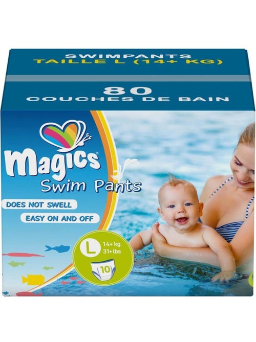 Lot de 80 couches-culottes de bain jetables taille l (14+ kg) - magics - Kiabi Lot de 80 couches-culottes de bain jetables taille l (14+ kg) - magics - Kiabi