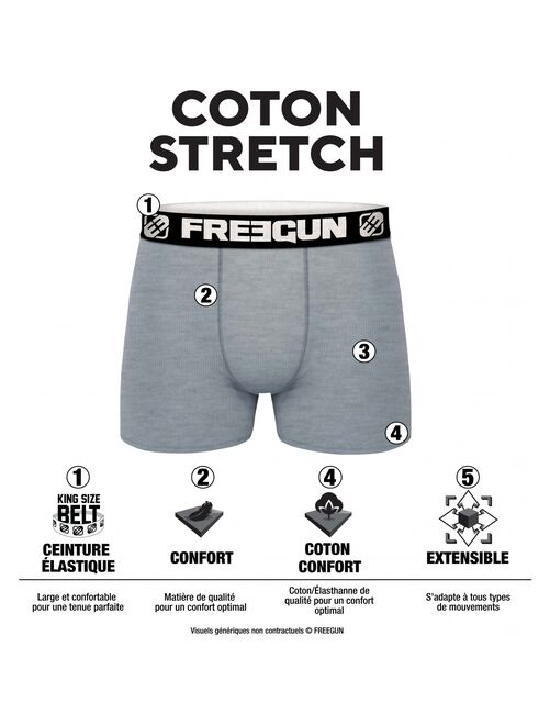 Lot de 9 Boxers coton homme E1 Freegun - Kiabi