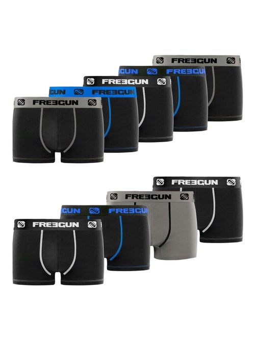 Lot de 9 Boxers coton homme E1 Freegun - Kiabi