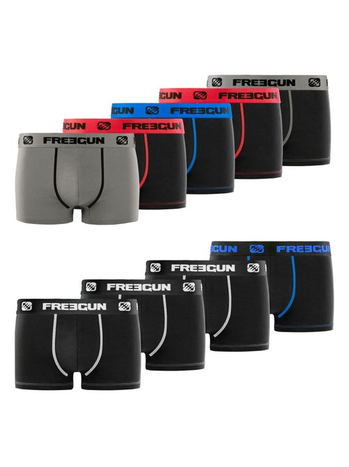 Lot de 9 boxers garçon en Coton Freegun - Kiabi