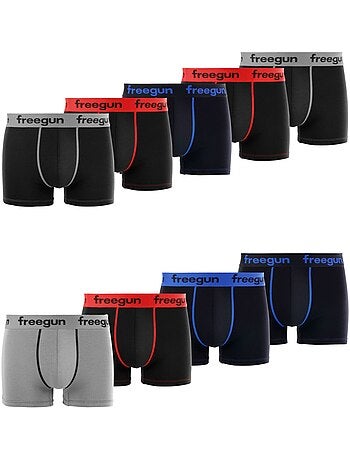 Lot de 9 boxers garçon en coton uni freegun