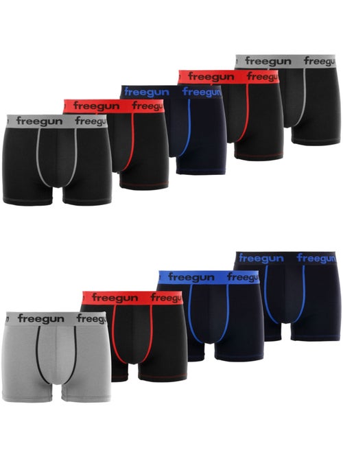 Lot de 9 boxers garçon en coton uni freegun - Kiabi Lot de 9 boxers garçon en coton uni freegun - Kiabi