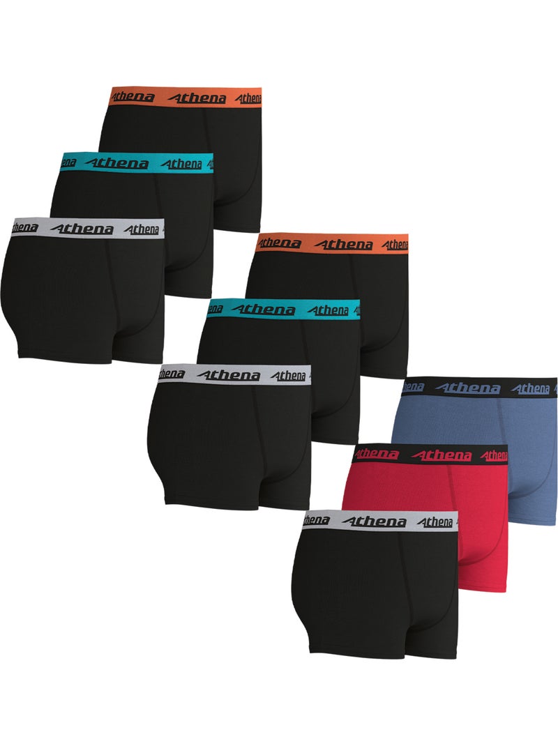 Lot de 9 boxers garçon Trio choc Athena Bleu Rouge Noir - Kiabi