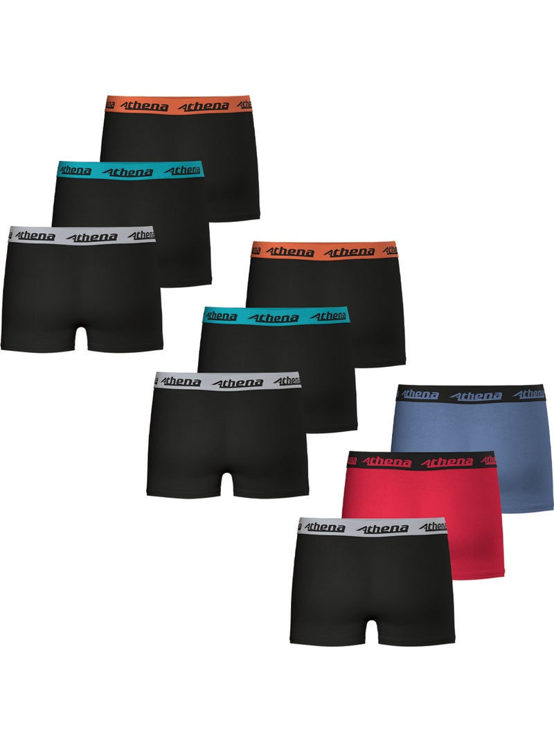 Lot de 9 boxers garçon Trio choc Athena Bleu Rouge Noir - Kiabi