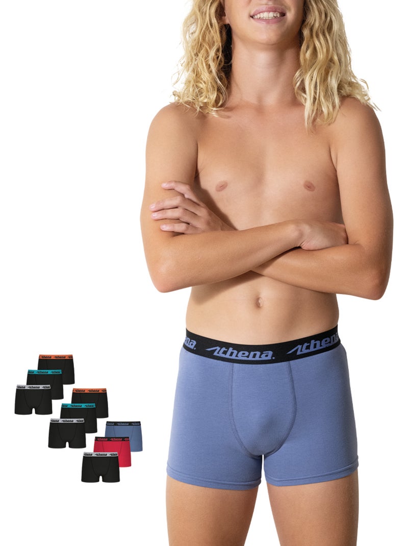 Lot de 9 boxers garçon Trio choc Athena Bleu Rouge Noir - Kiabi