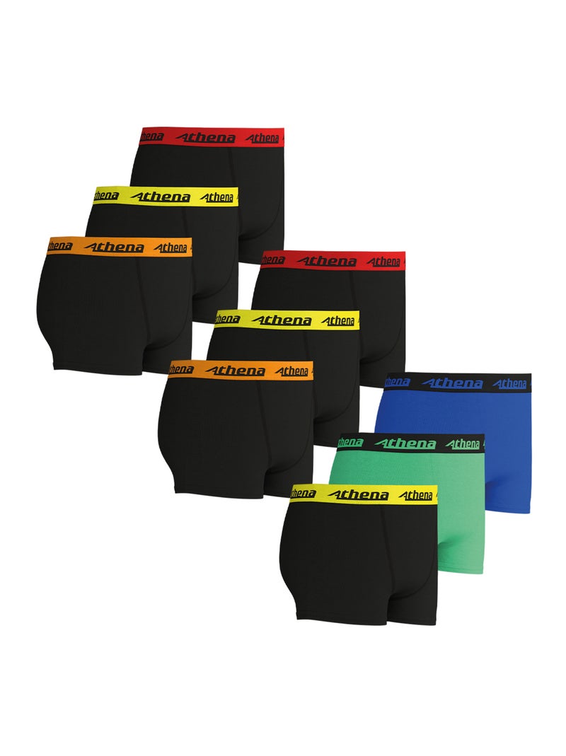 Lot de 9 boxers garçon Trio Choc Ecopack Athena Noir Multicolore - Kiabi