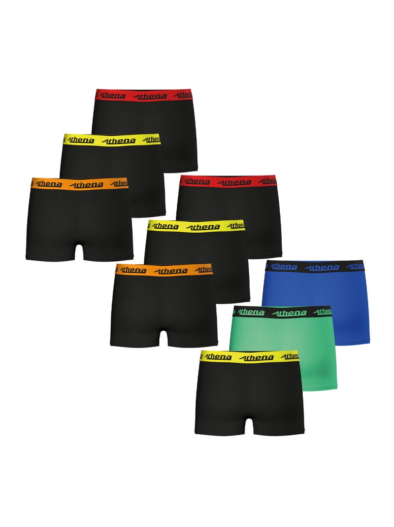 Lot de 9 boxers garçon Trio Choc Ecopack Athena Noir Multicolore - Kiabi