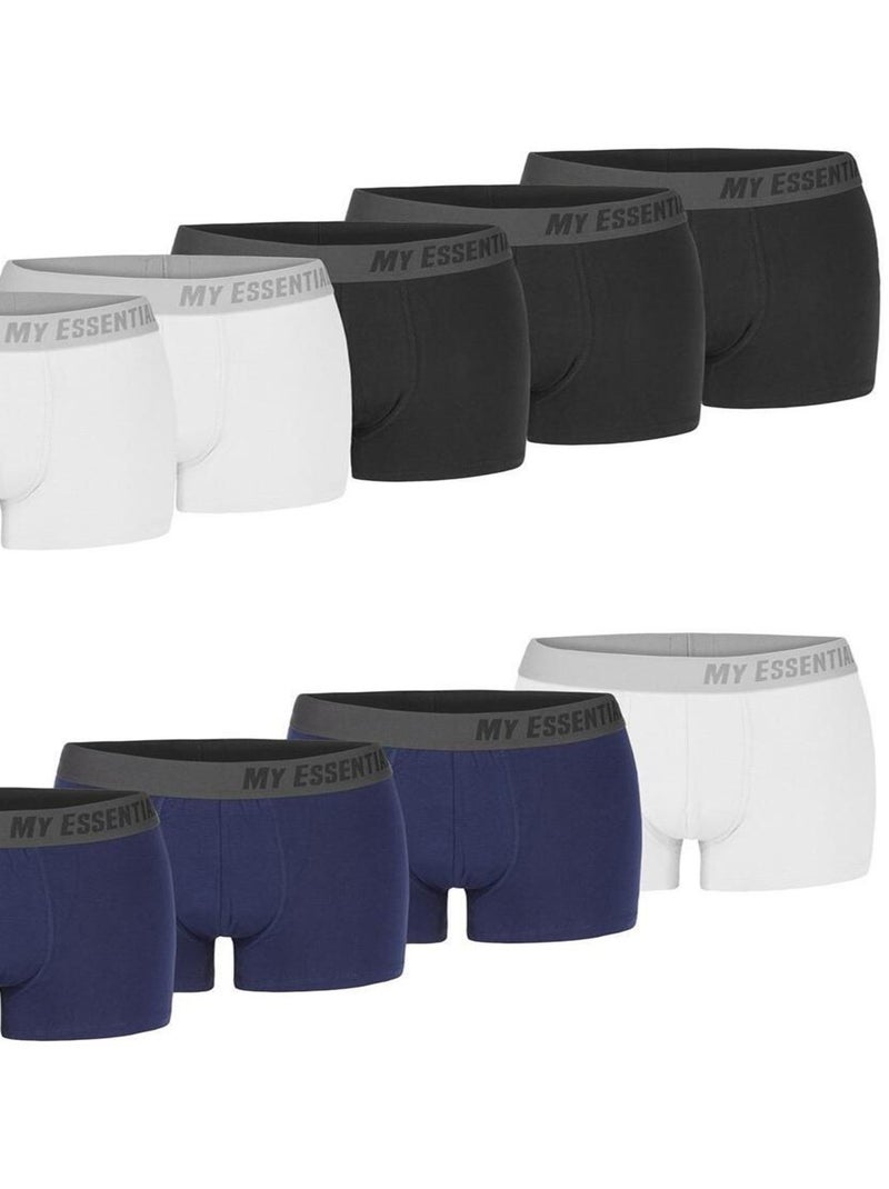 Lot de 9 Boxers homme en coton Bio uni Gots My Essential Gris - Kiabi