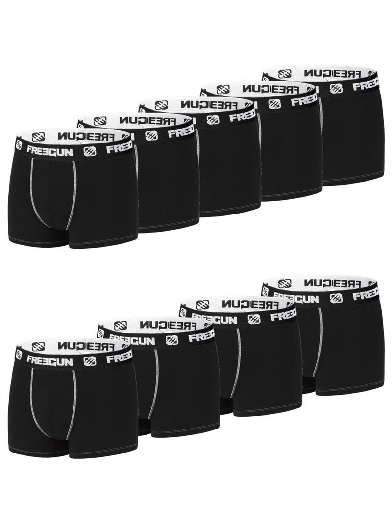 Lot de 9 Boxers homme en coton Freegun Noir - Kiabi