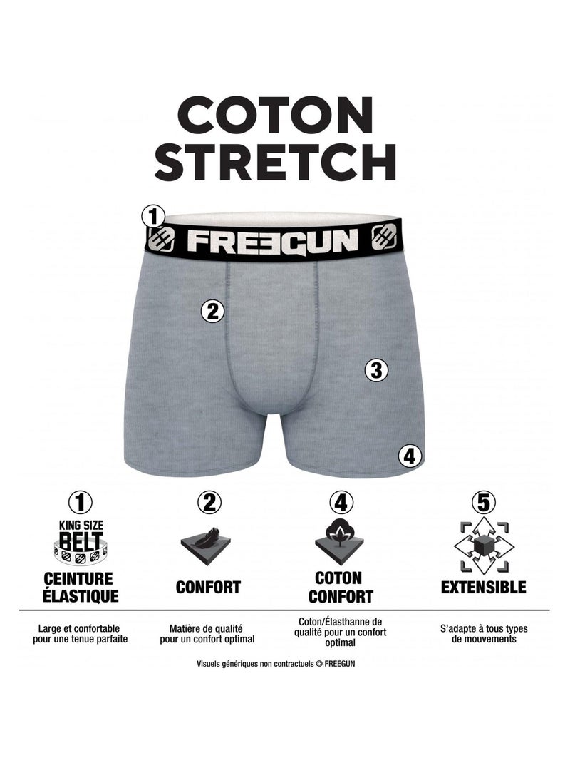 Lot de 9 Boxers homme en coton Freegun Noir - Kiabi