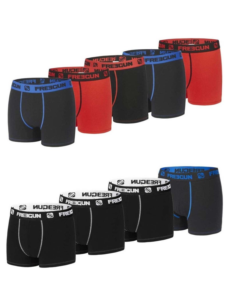 Lot de 9 boxers homme en Coton Freegun Noir - Kiabi