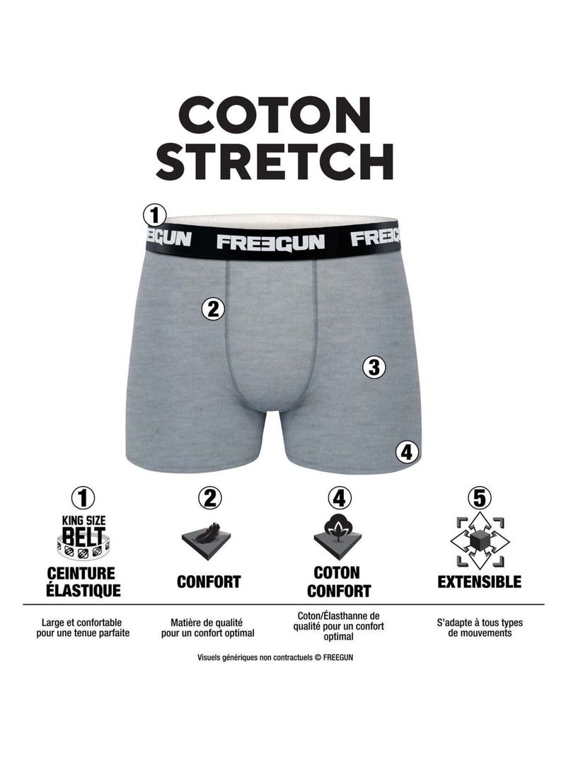 Lot de 9 boxers homme en coton FRGN Class Freegun Noir Blanc - Kiabi