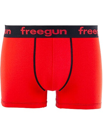 Lot de 9 boxers homme en coton uni et surpiqûres colorées freegun
