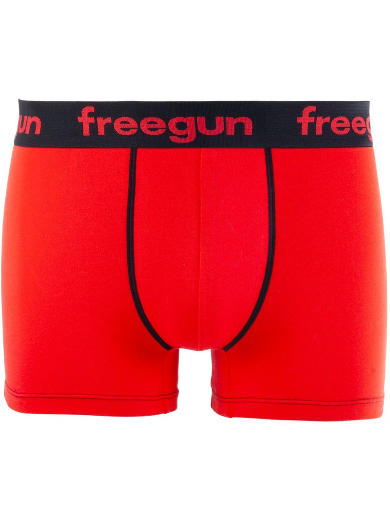 Lot de 9 boxers homme en coton uni et surpiqûres colorées freegun Rouge - Kiabi