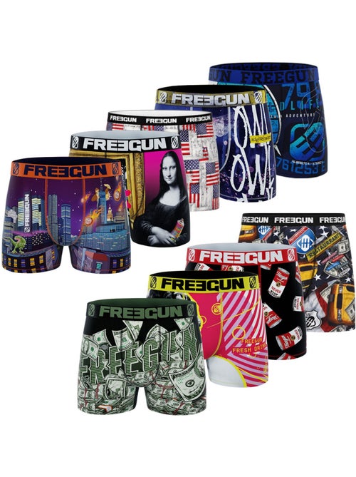 Lot de 9 boxers homme pack surprise modèle aléatoire freegun - Kiabi