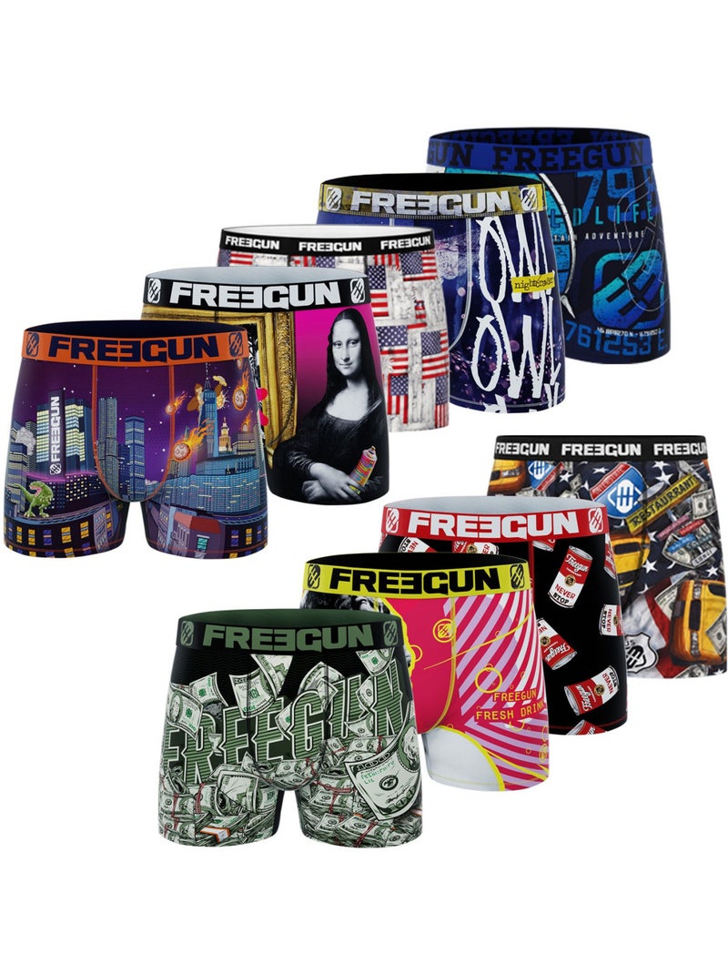 Lot de 9 boxers homme pack surprise modèle aléatoire freegun Bleu - Kiabi