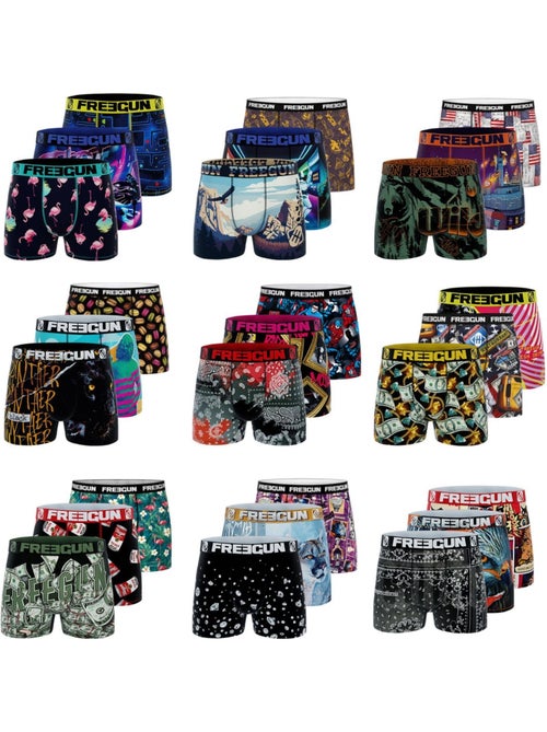 Lot de 9 boxers homme pack surprise modèle aléatoire freegun - Kiabi